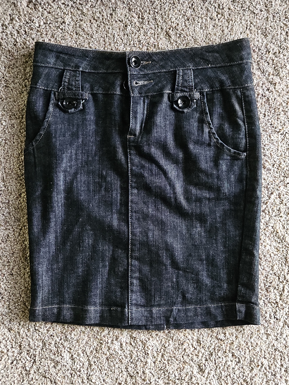 Boom Boom Jeans Black Pencil Skirt with Buttoned Front Pockets